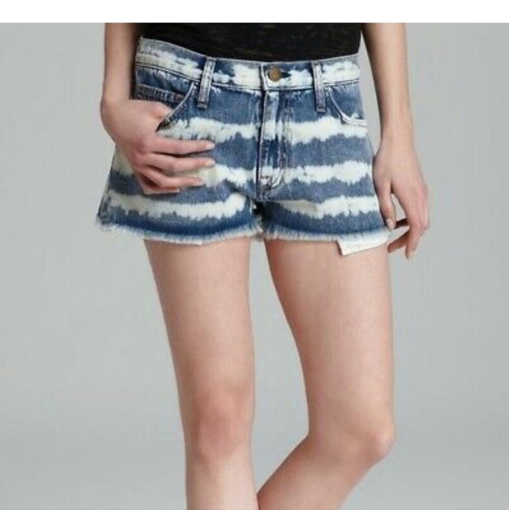 Current/Elliott Boyfriend Indigo Painted Stripe Boyfriend Jean Shorts Size 27